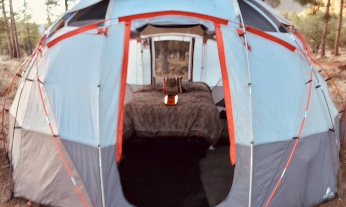 Pine RV Rental | Pull in, Eat, Party, Relax, Sleep, Pull out. Futon Couch, padded floor. Sleeps 6