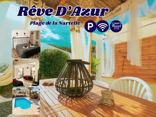 La Nartelle House | Rêve D'azur plage de la Nartelle, maison Julia avec Piscine partagée, Parking & Terrasse BBQ, Wifi et Draps Inclus