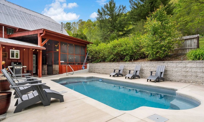 Weaverville House | Red Barn Retreat | Private Pool, Hot Tub & Game Room