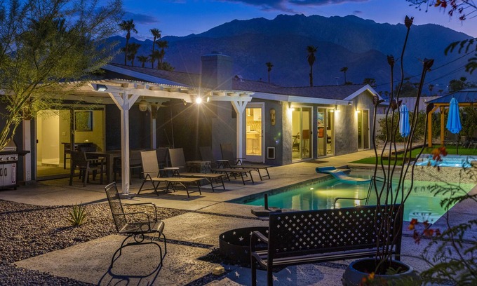 Racquet Club South House | Remodeled Gem with Pool, Hot Tub, Fire Pit, Grill & Putting Green