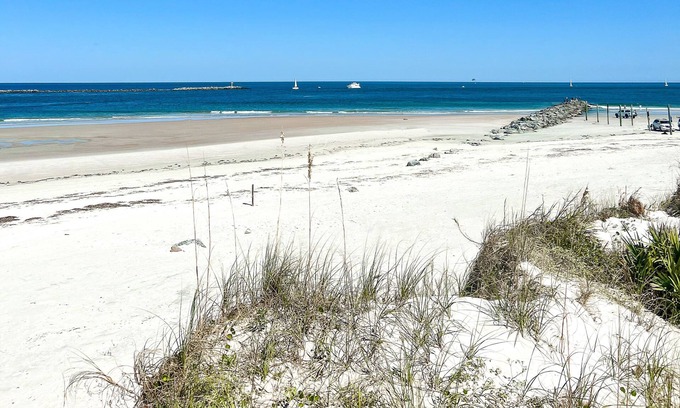 Point East Condo | Renovated Beach Condo with Views of Non-Driving Beach and Pool!