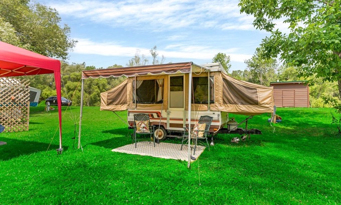 Black Creek RV Rental | Retro Pop-Up Camper on Ischua Creek @ Campground Adventures