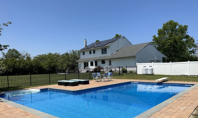 Calverton House | Riverhead Heated Pool Oasis near Lavender Fields, Splish Splash and Tanger Mall