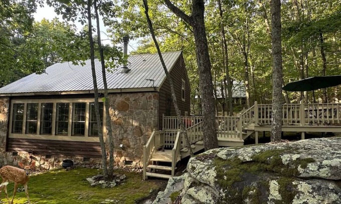 Mentone Ski Chalet | Rock Home I 2MI to Desoto I 3 Acres I Horse Shoes
