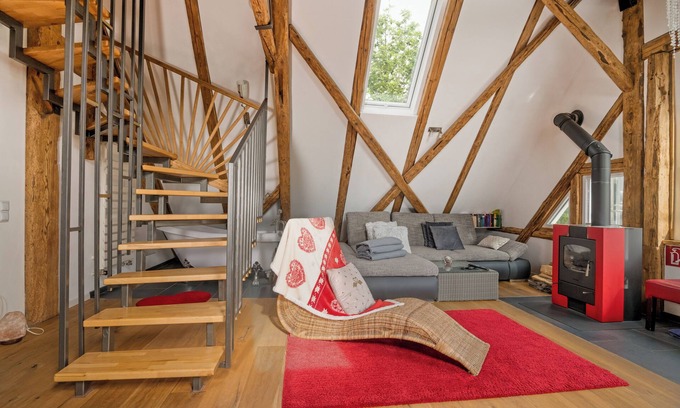 Schonach im Schwarzwald Apartment | Romantic maisonette apartment with sauna, fireplace, campfire and large garden