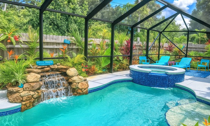Vero Beach House | Romantic getaway! Pool home with hot tub ,Tiki Bar. Close Beaches , live music !