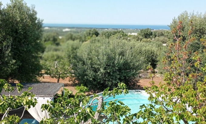 Carovigno Cottage | Romantic Trullo for 2 sea view pool Wifi, wonderful peaceful garden