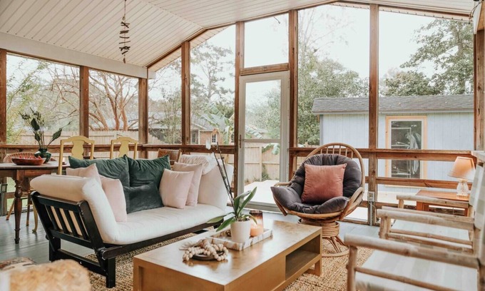 Riverland Terrace House | Ruby's Escapade: Art Hotel Speakeasy Vibes with Massive Outdoor Spaces