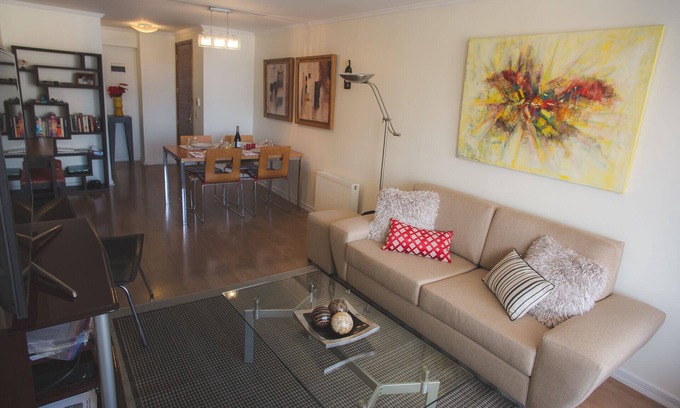 Downtown Santiago Condo | Santiago Chile: Chic Modern Downtown 2BR 2 BA, A/C, W/D, Balcony, Ideal Location