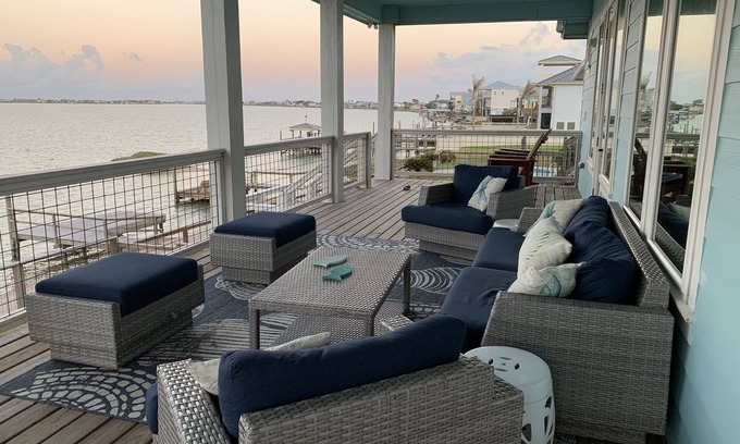 Rockport House | Sea Breeze Cove-waterfront-rooms with views, dock with fish