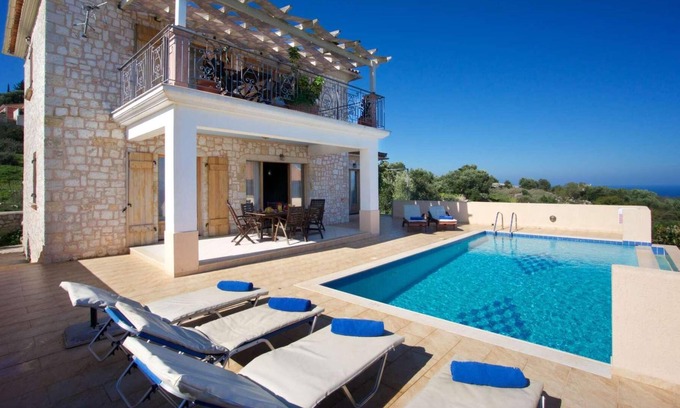 Katsarata Villa | Sea view villa w/ swimming pool & BBQ