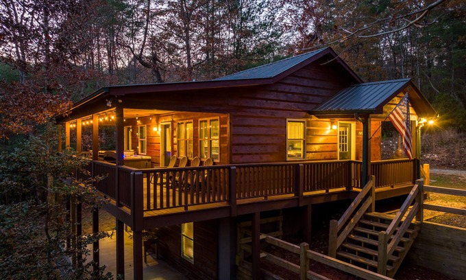 Cherry Log Cabin | Secluded cabin with hot tub, fireplace, outdoor fire pit and Tent Camping Area!