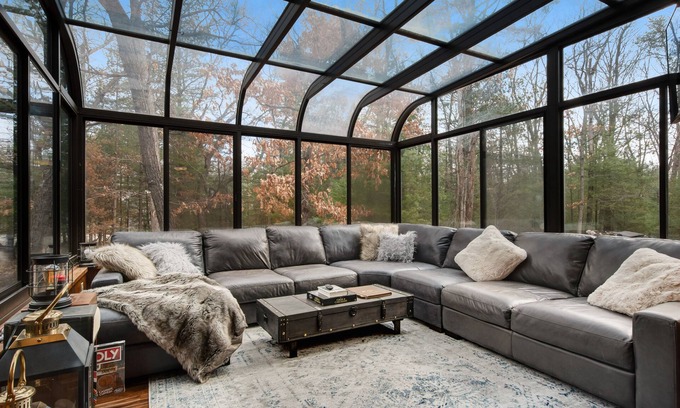 Oxford House | Secluded home near the lake with huge sunroom, firepit, gas grill, & private W/D