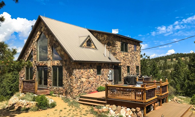 Florissant House | Secluded home on 5 acres with great mountain views, decks, wood stove & W/D