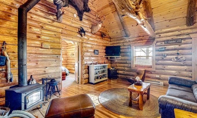 Lyndon Station House | Secluded log cabin near Wisconsin Dells with wood stove & grill - dog-friendly