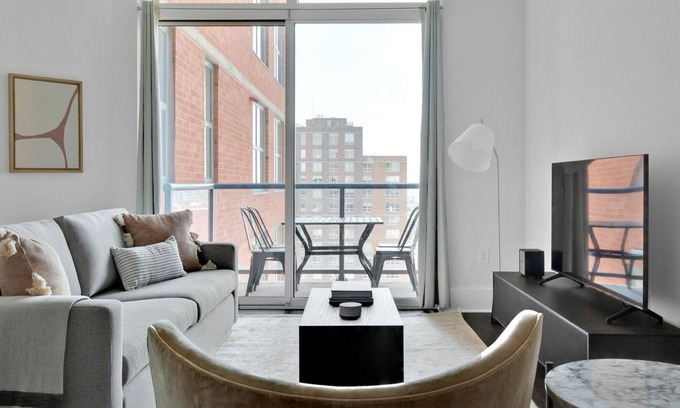 Historic Downtown Apartment | Serene Jersey City 2BR w/ W/D, Gym, DM & PATH shuttle, by Blueground