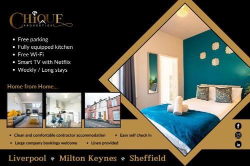 Sheffield House | Sheffield Contractors Stays- Sleeps 6, 3 bed 3 bath house. Managed by Chique Properties Ltd