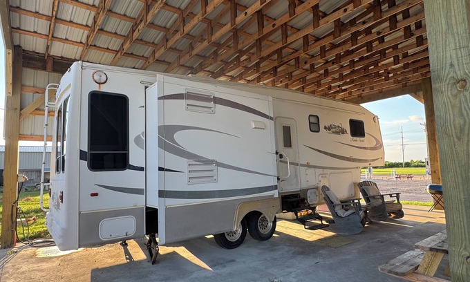 Holly Beach House | Short walk to the beach! This camper & cabin offer a perfect getaway!