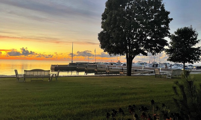 Sister Bay Condo | Sister Bay Waterfront n2BR/2BA nGround level porch, lawn, pier, waterfront