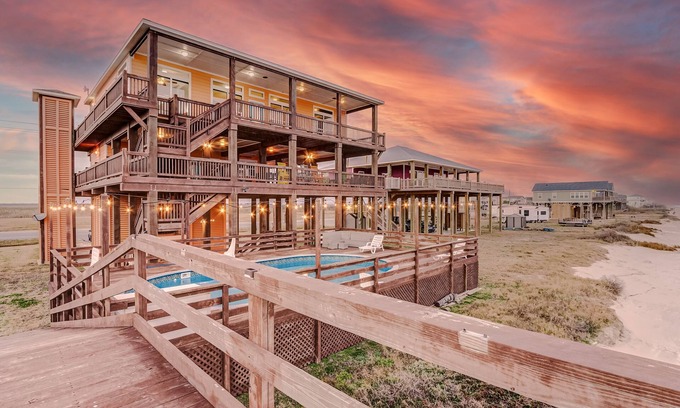 Port Bolivar House | Sleep 26! Two Beachfront Homes, Each with Pool