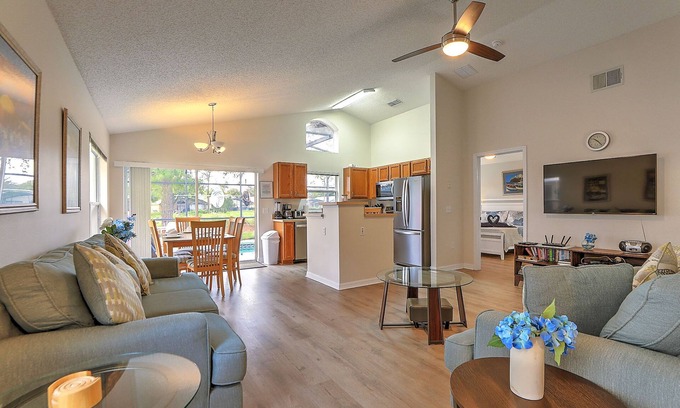 Haines City Villa | South facing Pool off South Dunes golf fairway