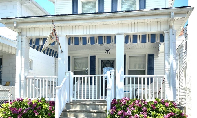 Bradley Beach House | spacious 4 bedroom beach house large shaded porch 3 blocks to beach restaurants