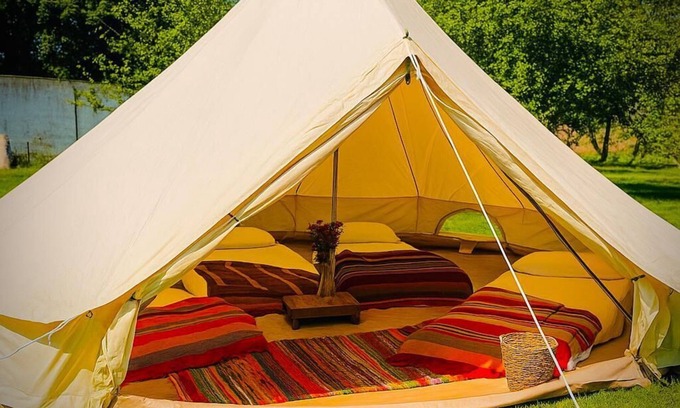 Gilmerton RV Rental | Spacious Bell Tent Nestled in Our Orchard Field at Edinburgh Festival Glamping!