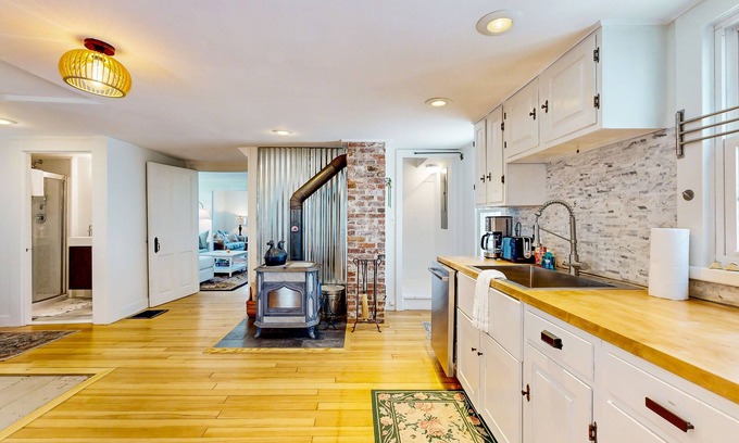 Chester Depot House | Spacious dog-friendly house w/woodstove, fenced-in yard, BBQ, wifi, w/d, TV