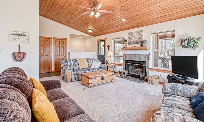 Angel Fire House | Spacious Forest Home with WiFi, Wood-Burning Fireplace, W/D, & Mountain View