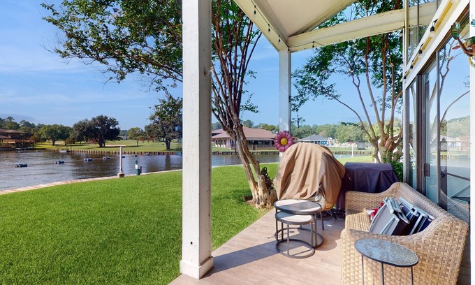 April Sound Condo | Spacious Lake Front Condo, Fish Right Outside the Back Patio