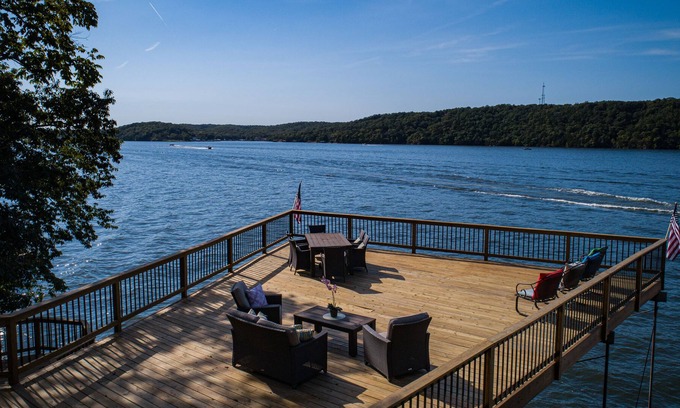 Linn Creek House | Spectacular Views! Lakefront Home-Massive Deck on the Main Channel, Sauna & More