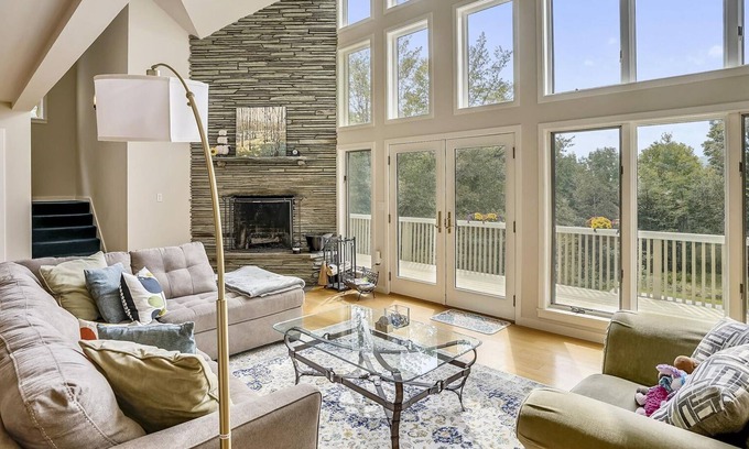 Stowe Hollow House | Stone Hollow - Spacious Stowe Hollow home with stone fireplace, hot tub, in-law apartment