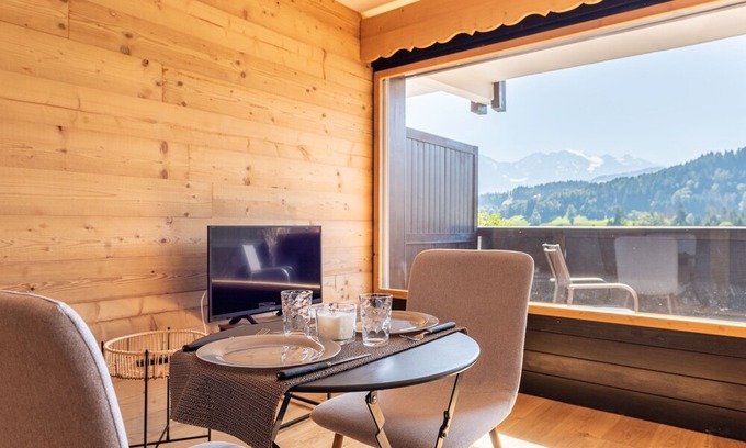 Cordon Apartment | Studio lumineux avec vue sur le Mont Blanc