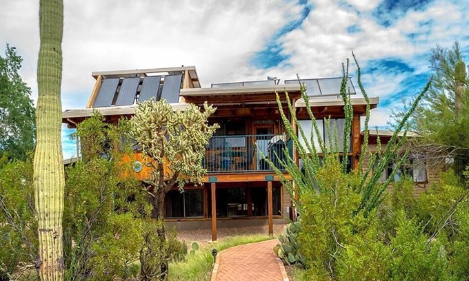 Tucson Estates House | Stunning 4BR Solar Home Next to Saguaro National Park with Hot Tub Patio