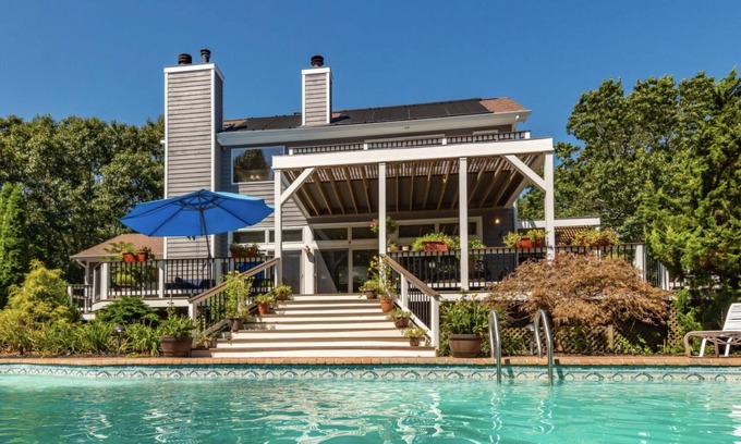 Cutchogue House | Stunning Beach House - steps from Peconic Bay w/Heated Pool