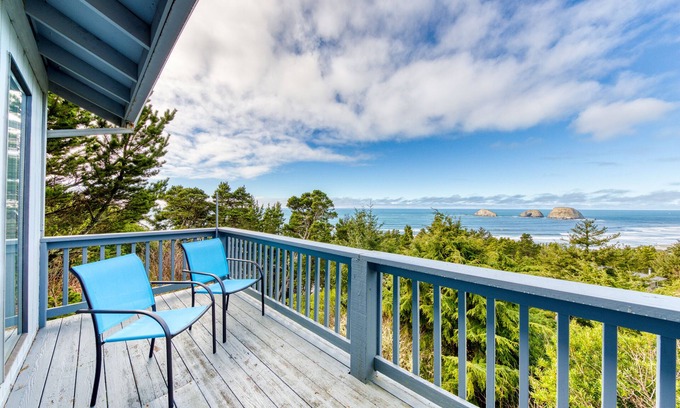 Oceanside House | Stunning home with ocean view - spacious deck with nice view