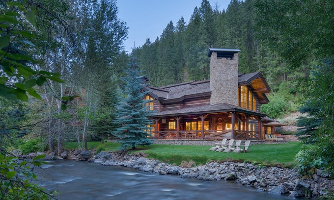 Warm Springs House | Stunning lodge style retreat on the river at base of Sun Valley's Bald Mountain