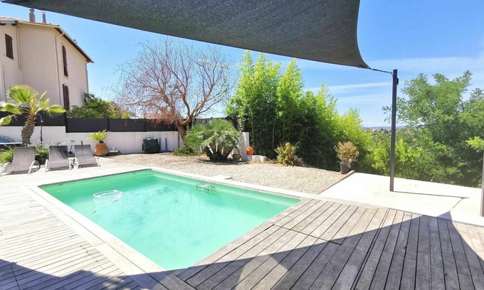 Saint Pierre de Feric Villa | Stunning private villa for 8 guests with WIFI, A/C, private pool, TV, terrace and parking