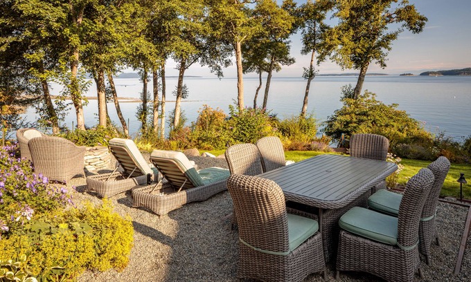Eastsound Cottage | Stunning waterfront 4BR home with fantastic views, manicured garden, & firepit