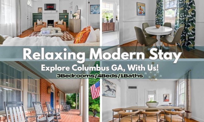 Columbus House | Stylish 3BR Retreat w/Porch, Garden & Fire Pit