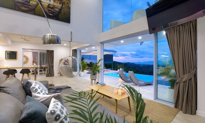 Bophut Hills Villa | Stylish Sea View Villa 5 Bedrooms -KBR13