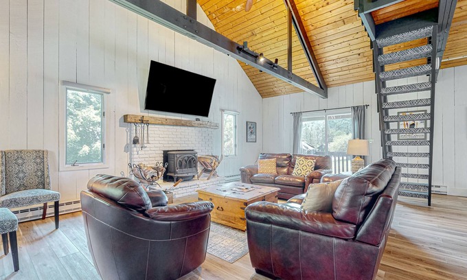 Stratton Mountain House | Summit View | Mtn/ski-view townhouse with heated pool, wood stove, grill, W/D