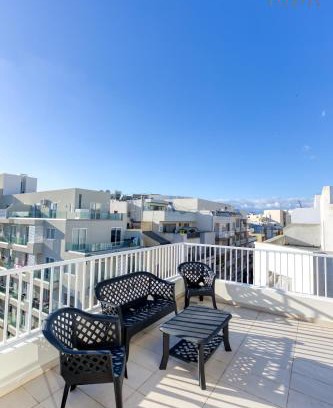 San Gwann Apartment | Sunny 2BR Penthouse with Spacious Rooftop Terrace by 360 Estates