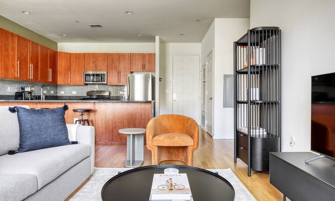 Hoboken Apartment | Sunny Hoboken 2BR w/ Gym, Shuttle, Lounge, Fire Pit & Pool, by Blueground