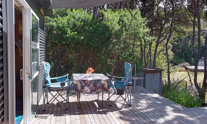 Great Barrier Island Cabin | Surfer's Studio, sleeps 3 , close to beaches, hot pools, shops and airport.