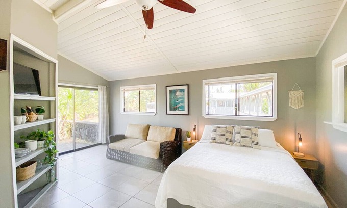 Keaau House | Surf Getaway, Queen Bed, Private Lanai