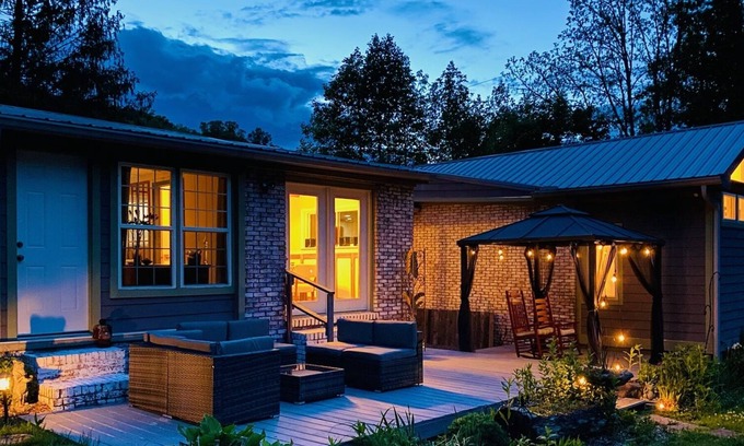 Candler House | Surrounded by mountains on a gorgeous creek featuring your own private beach