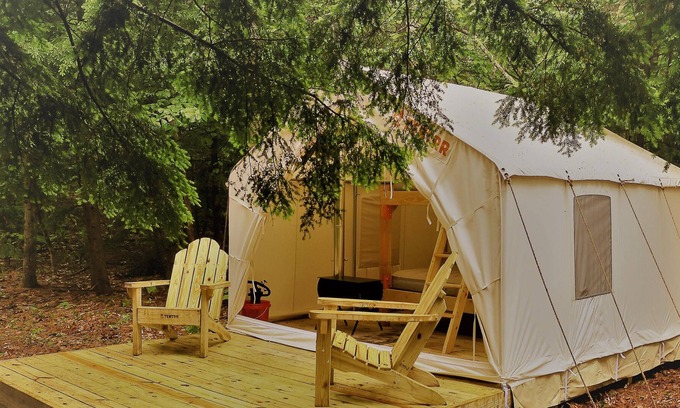 Bennington RV Rental | Tentrr Signature Site - Riverside Reflections. Peaceful Pines.