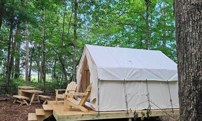 Deer Lodge RV Rental | Tentrr Signature Site - Reflection Tree Art Farm Forest site