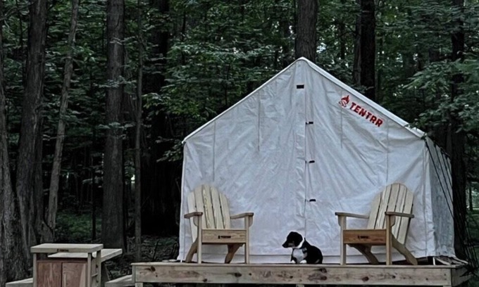 Ithaca RV Rental | Tentrr Signature Site - Orchard and Gorge Tent at South Hill Cider - Site #2